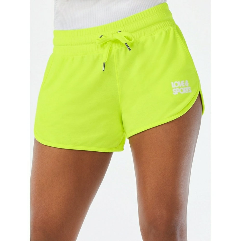 New Love & Sports Womens Mid Rise High Performance Logo Shorts